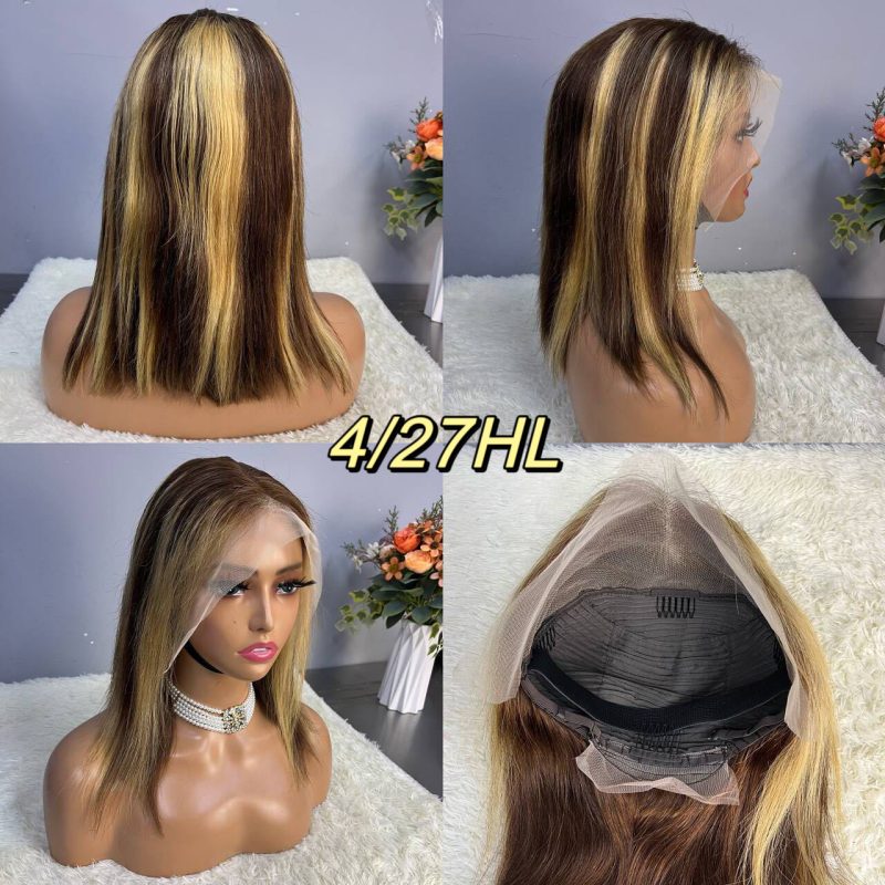 13x4 Straight Hair Colored BOB Lace Front Wig - 图片 19